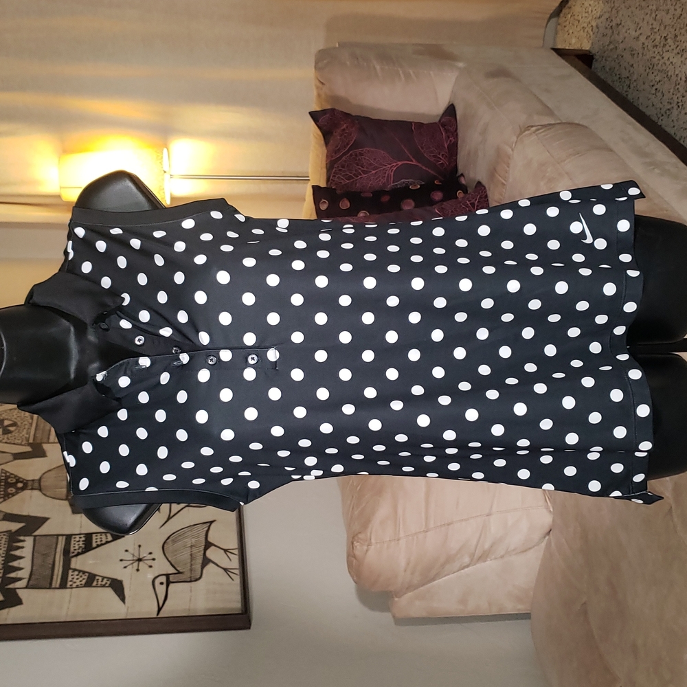 Nike Golf Dri-FIT black and white polka dot sleeveless top
